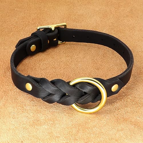 Miniatura 9 de PET ARTIST Collar de perro trenzado de cuero genuino de grano completo para perros pequeños y medianos, collares de perro elegantes de cuero Latigo
