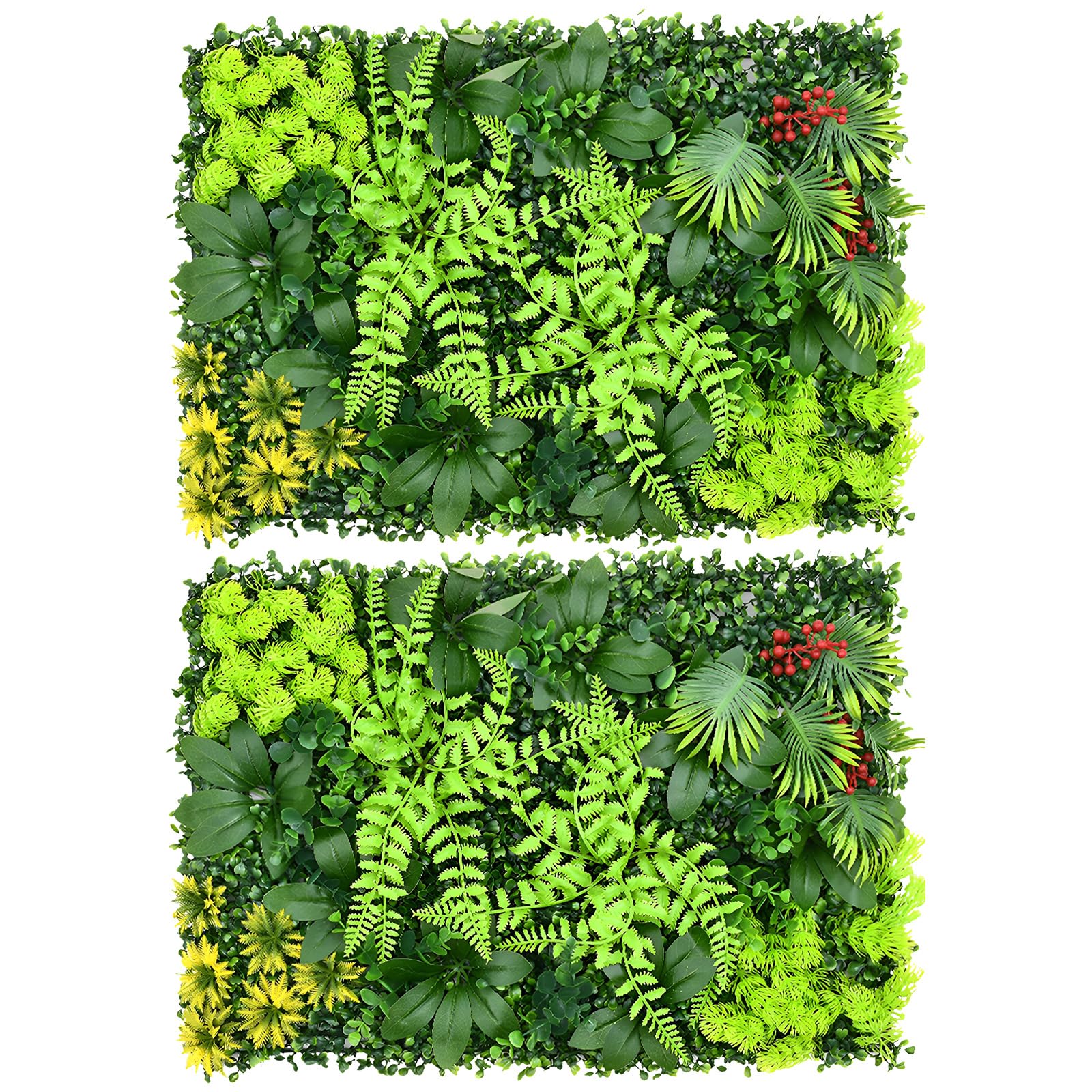 2 Pcs Artificial Living Wall Panels, 60x40cm Grass Plant Wall Panels Green Privacy Living Wall Fence Screening Home Garden Spring Leaf Backdrop for Indoor or Outdoor Garden Home