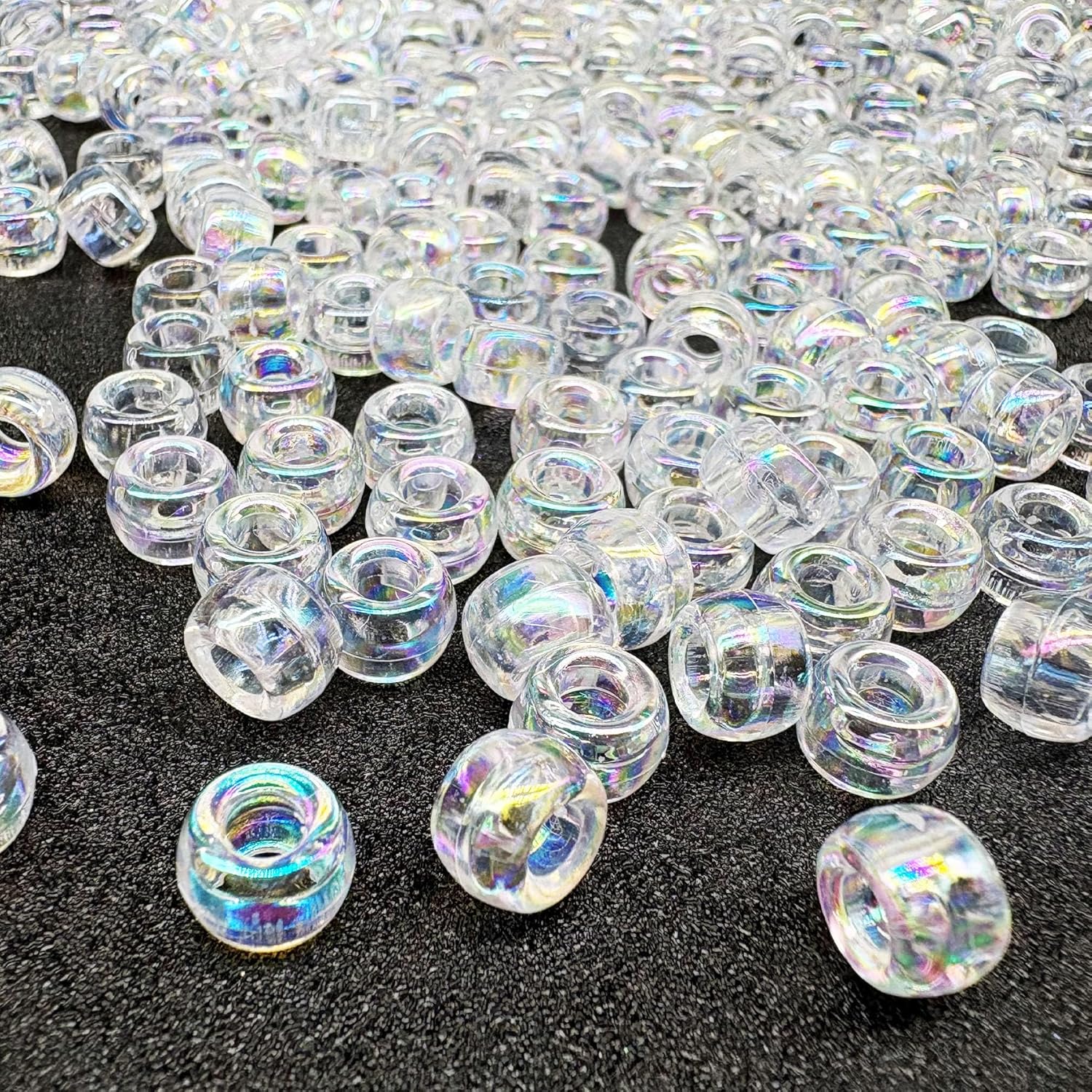 350pcs AB Color Pony Beads for Bracelets,6 * 9mm Clear Acrylic Kandi Bead for Friendship Jewelry Making,Hair Beads for Braids(Clear-AB) - Image 7