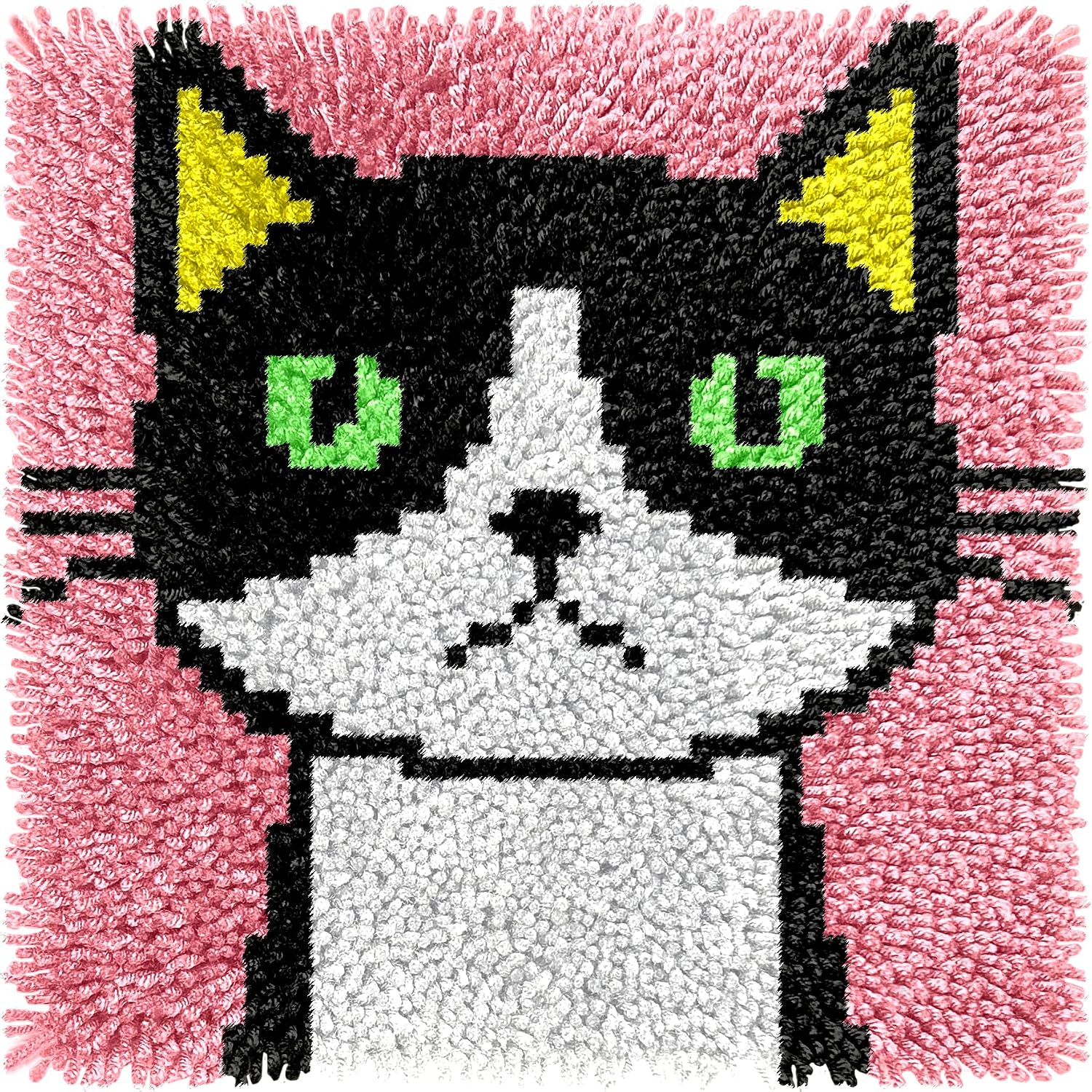 Numptain Latch Hook Kits for Adults,DIY Rug Crafts Cat Pattern Color Printed Canvas,Latch Hook Kits for Beginners Handmade Needlework Crafts Home Decoration,12"x12" NT22