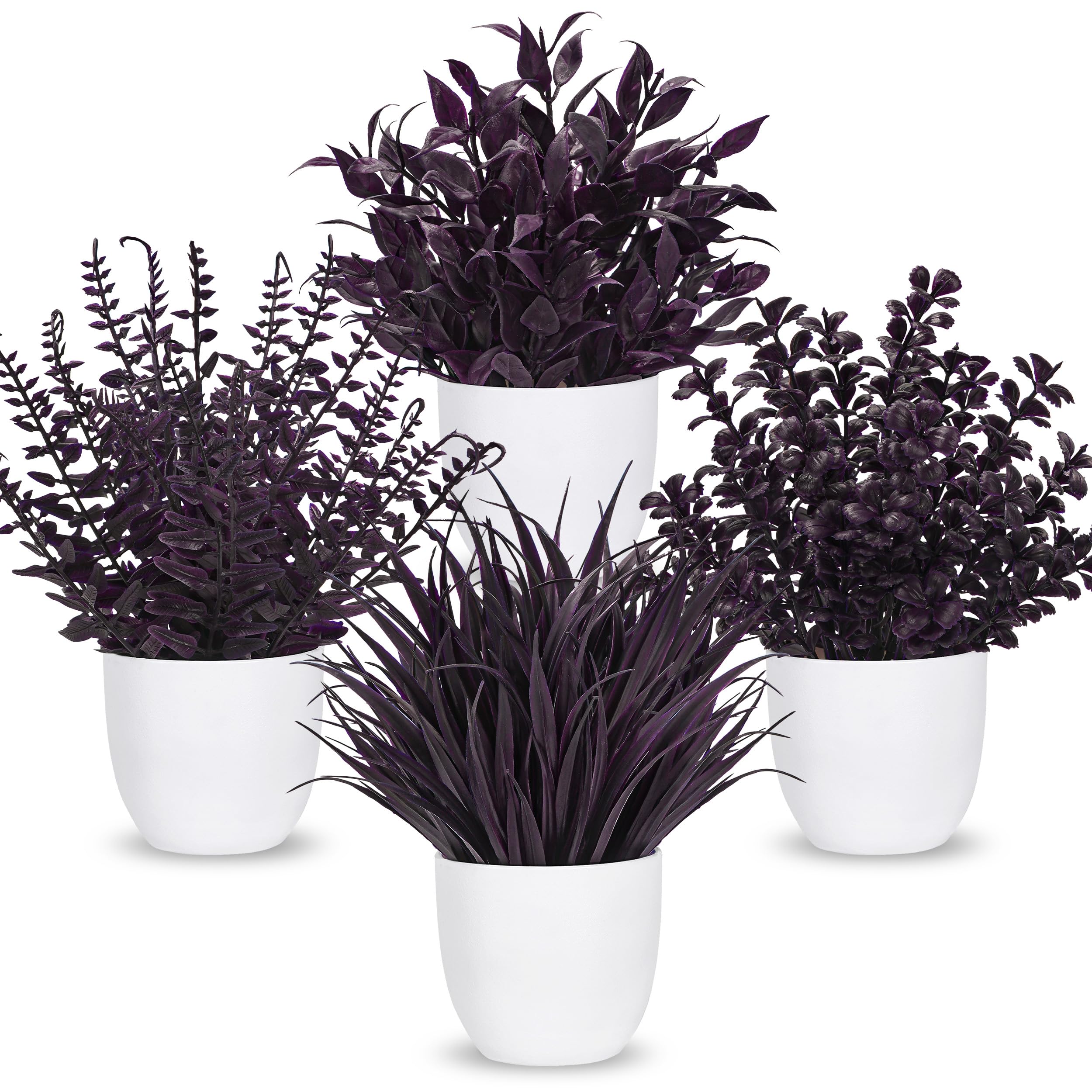 Der Rose 4 Pack Purple Artificial Plants in Pots, Halloween Fall Decor โ image 1