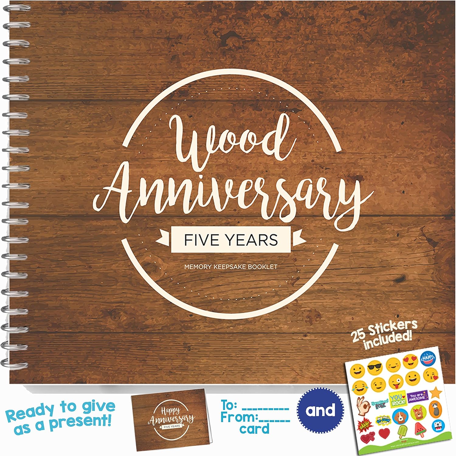 5th Anniversary Gifts For Couples By Year Five Year Booklet With Matching Card For Wood Anniversary Fifth Anniversary Memory Journal Unique 5 Year Wedding Gift For Husband Or Wife Amazon Ca Home