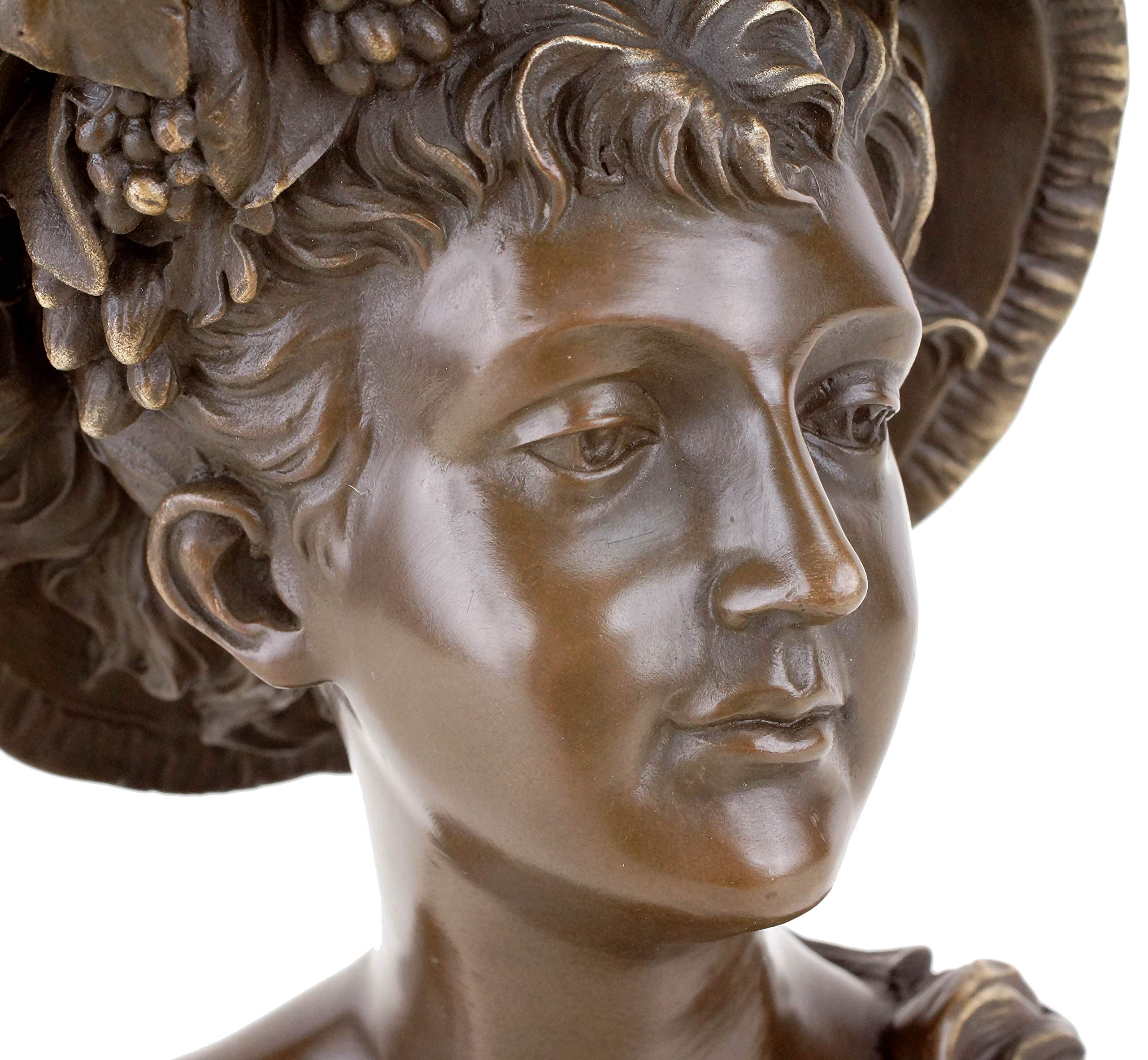 Kunst & Ambiente - Busto per ritratti in bronzo, statuetta da donna in stile liberty, autografata, altezza: 26 cm, base in marmo