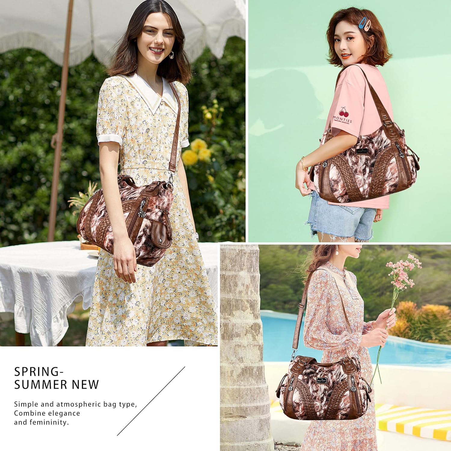 Purses and Handbags Women Fashion Tote Bag Shoulder Bags Top Handle Satchel Purses Washed Synthetic Leather Handbag - Image 2