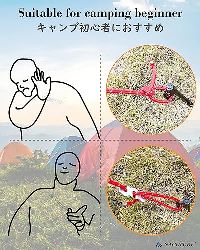 Miniatura 6 de NACETURE Tensor de cuerda de aleación de aluminio, para tienda de campaña, ajustador de cordón Guyline, equipo de campamento para camping,