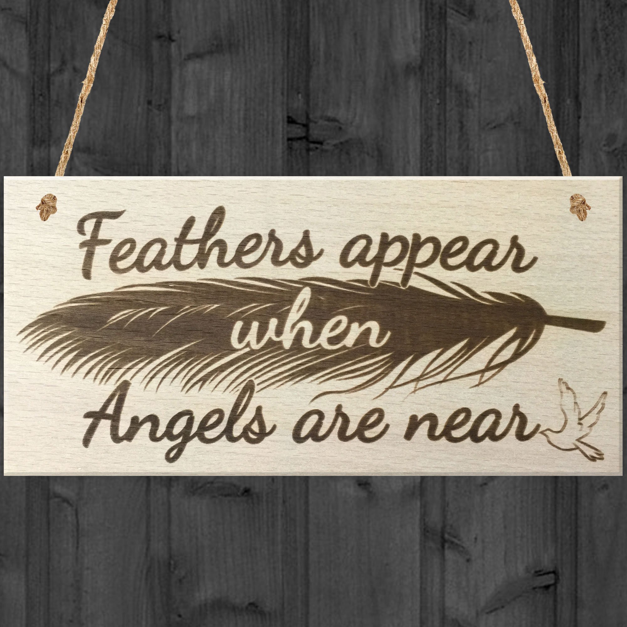 Red Ocean Feathers Appear When Angels Are Near Wooden Hanging Plaque Love Heaven Sign