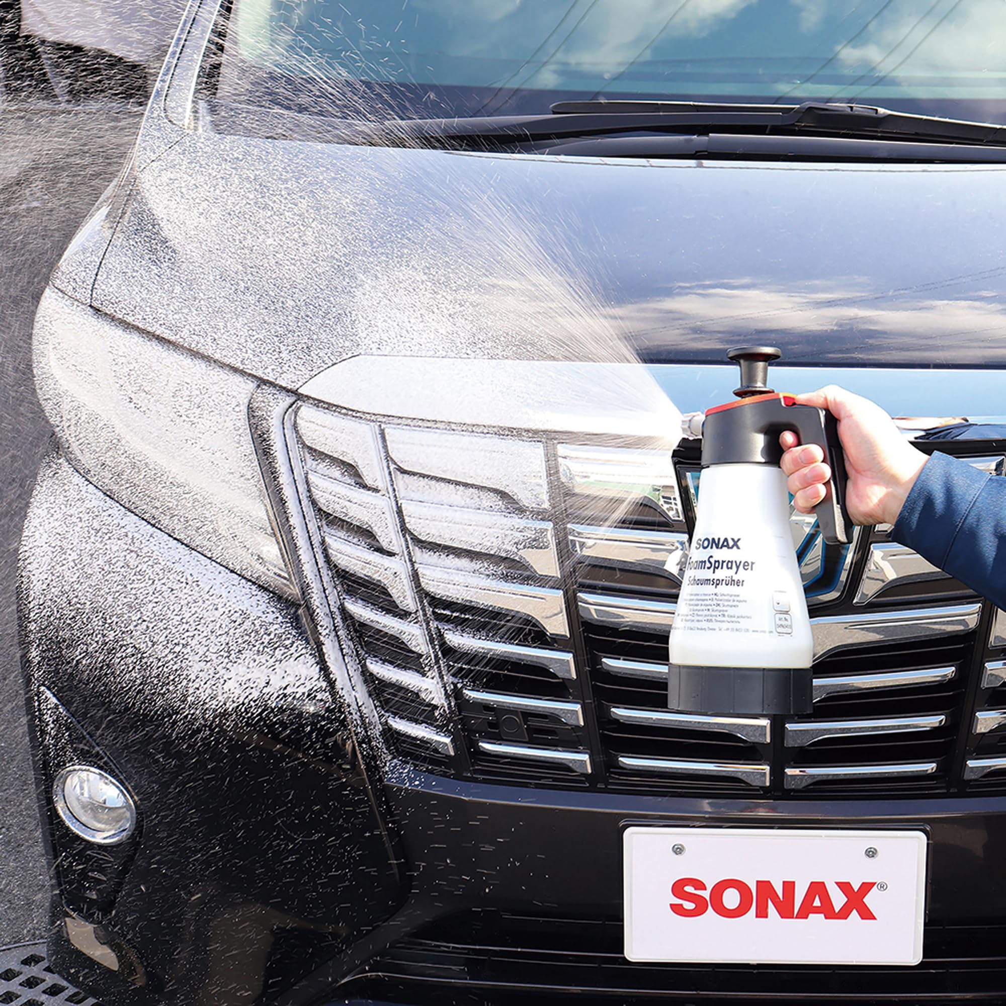SONAX FoamSprayer 1 litr (1 sztuka) rozpylacz piankowy dla równomiernego spieniania i jeszcze dokładniejszego efektu czyszczenia, nr art. 04965410
