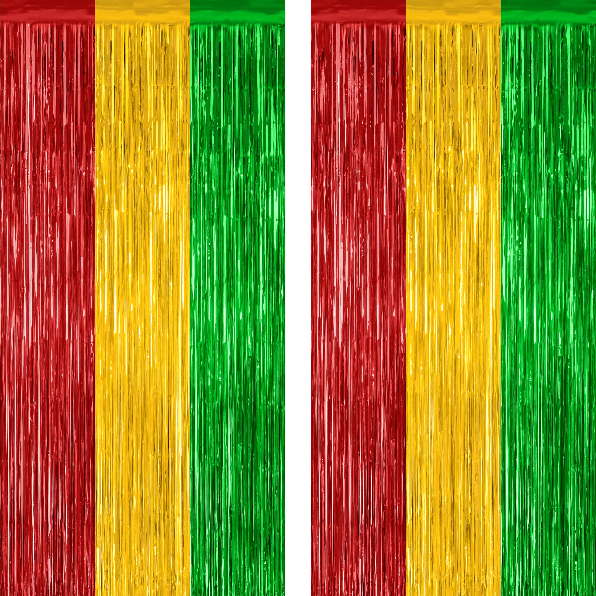 2 Pack Black History Month Decorations, 3.28 FT x 7.05 FT Backdrop Curtains, Red Yellow Green Color Tinsel Backdrop Fringe Curtains Party Streamer, Black History Month Door Decor
