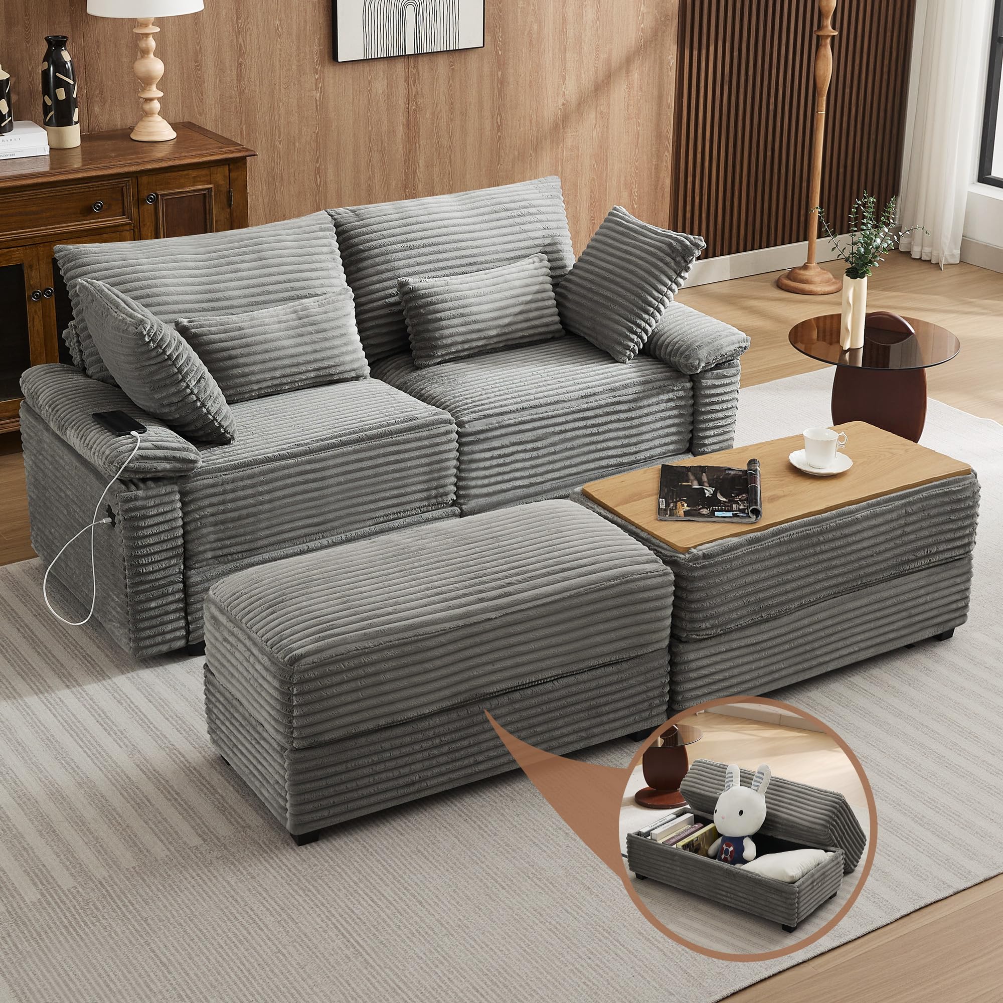 Hatppto 75 inch Corduroy Loveseat