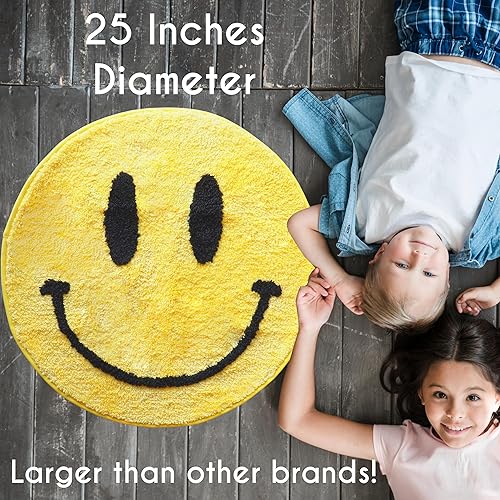 Miniatura 3 de Evovee Alfombra de baño amarilla divertida y bonita decoración de baño, alfombra de ducha retro funky dormitorio estético divertido redondo preppy