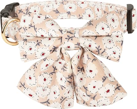Dog Collar Big Bow Tie Sailor Bowtie Soft Floral Flower Daisy Birthday Girl Boy Pet Gift Halloween Festive Dress Up Pink Flower Large
