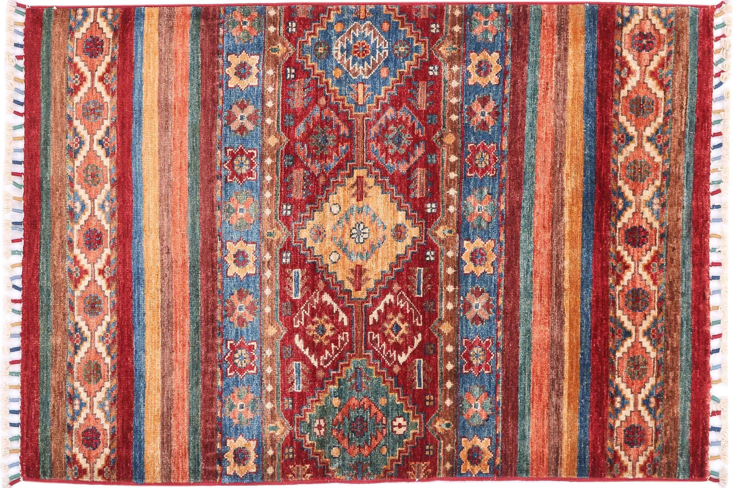 Tapis Afghan Ziegler rouge 90 x 130 cm : réchauffez l'atmosphère de votre salon chaleureux