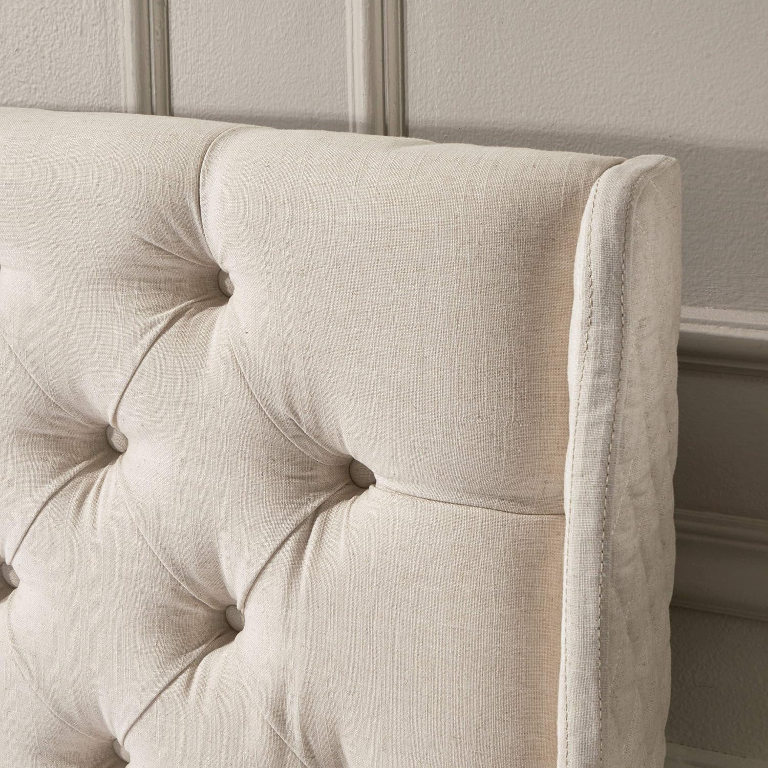 Christopher Knight Home Lidia Tufted Fabric Headboard, Queen / Full, Eggshell