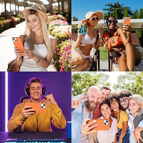 Miniatura 6 de IceSword Funda para iPhone 15, color naranja (2023), funda de silicona líquida delgada y protectora, forro de microfibra suave antiarañazos, fruta