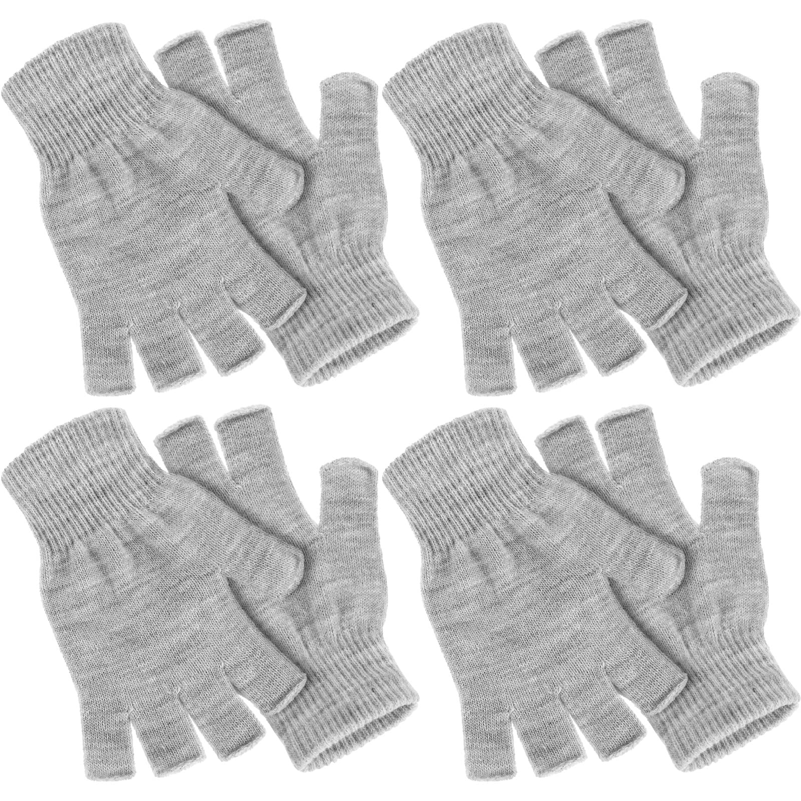 SATINIOR 4 Pairs Winter Half Finger Gloves Knitted Fingerless Mittens Warm Stretchy Gloves for Men and Women