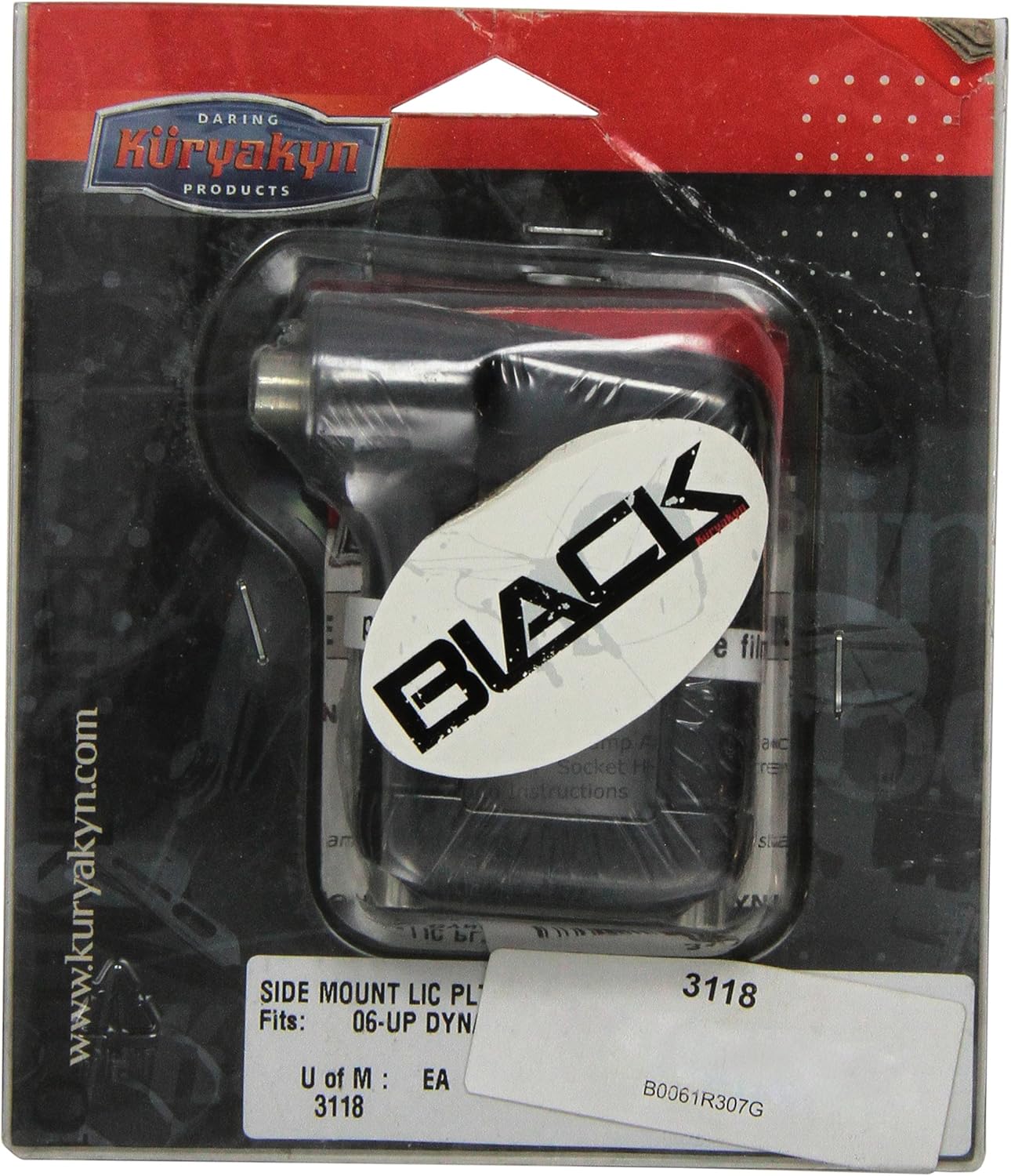 Kuryakyn 3118 Motorcycle Accessory: Side Mount License Plate Holder Clamp for 2006-17 Harley-Davidson Dyna Motorcycles, Gloss Black