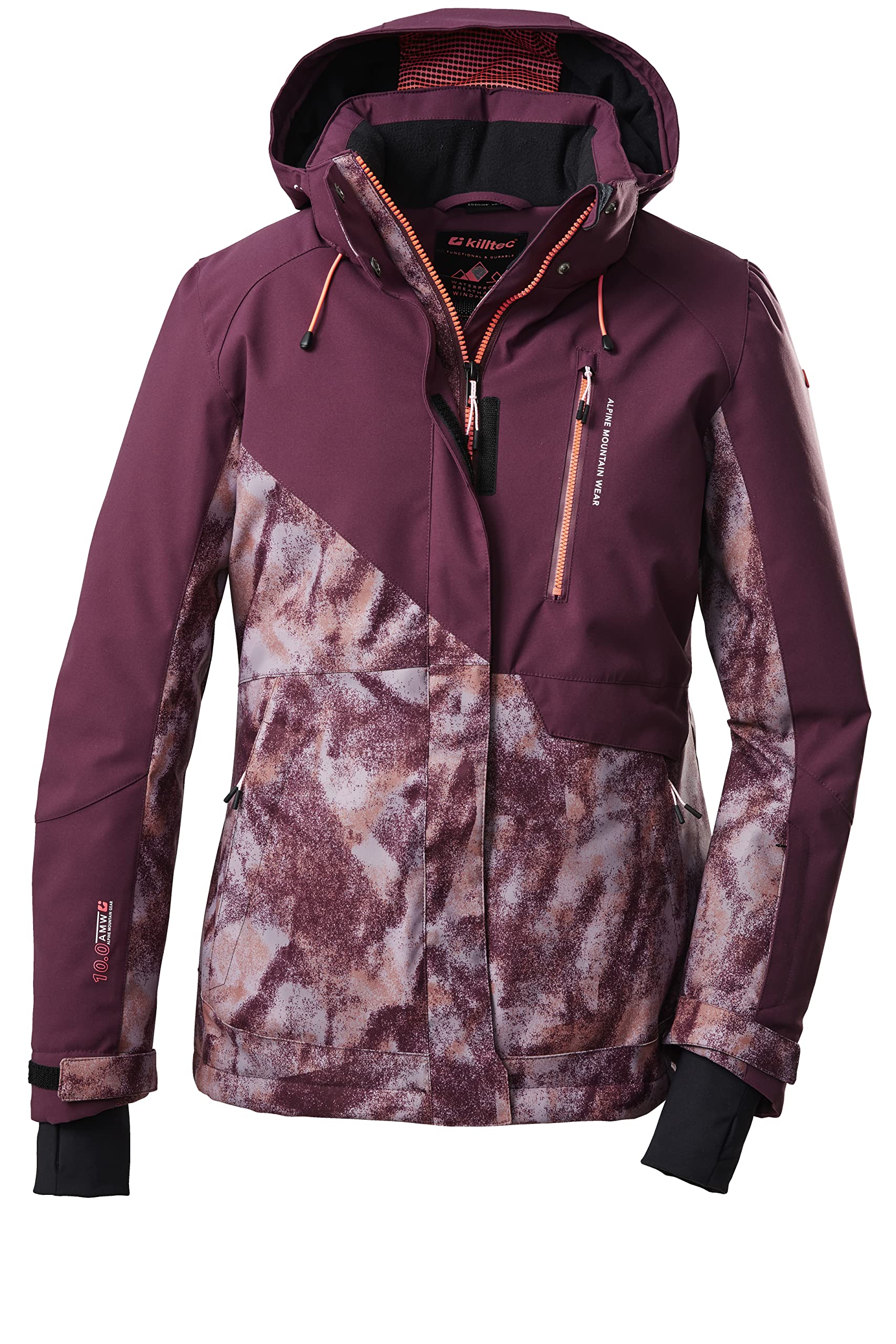 killtec dames Gewatteerde ski-jas/functionele jas met afritsbare capuchon en sneeuwvanger KSW 102 WMN SKI QLTD JCKT, camel, 40, 42039-000
