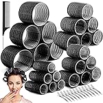 Hair Curler Rollers for Women 24PCS Heatless Hair Roller with 12PCS Clips, 4 SizesJumbo Large Medium SmallSelf Grip Holding Hair Rollers for Long Medium Short Thick Fine Volume Thin Bangs Hair