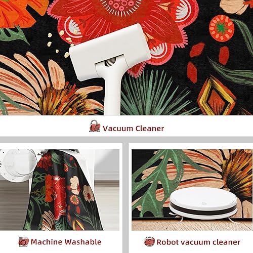 Miniatura 6 de Tyrot Alfombra bohemia estilo azteca para pasillo, 2 x 8 pies, lavable, tapete de cocina, antideslizante, geométrico, marroquí, tapete largo para