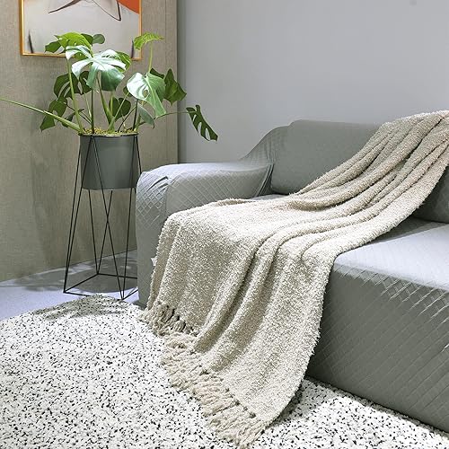 Miniatura 4 de Manta mullida para sofá con borlas con flecos, manta de felpa peluda, suave, acogedora y ligera para sofá, cama, silla, decoración del hogar, 60 x