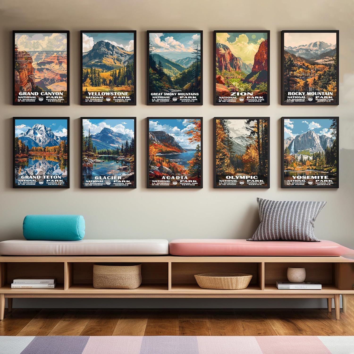National Park Posters Set of 12 - Vintage Travel Wall Art (11x14) for Nature Lovers, Hikers - Home Decor for Living Room, Cabin, or Gifts - Unframed Prints (SET1)