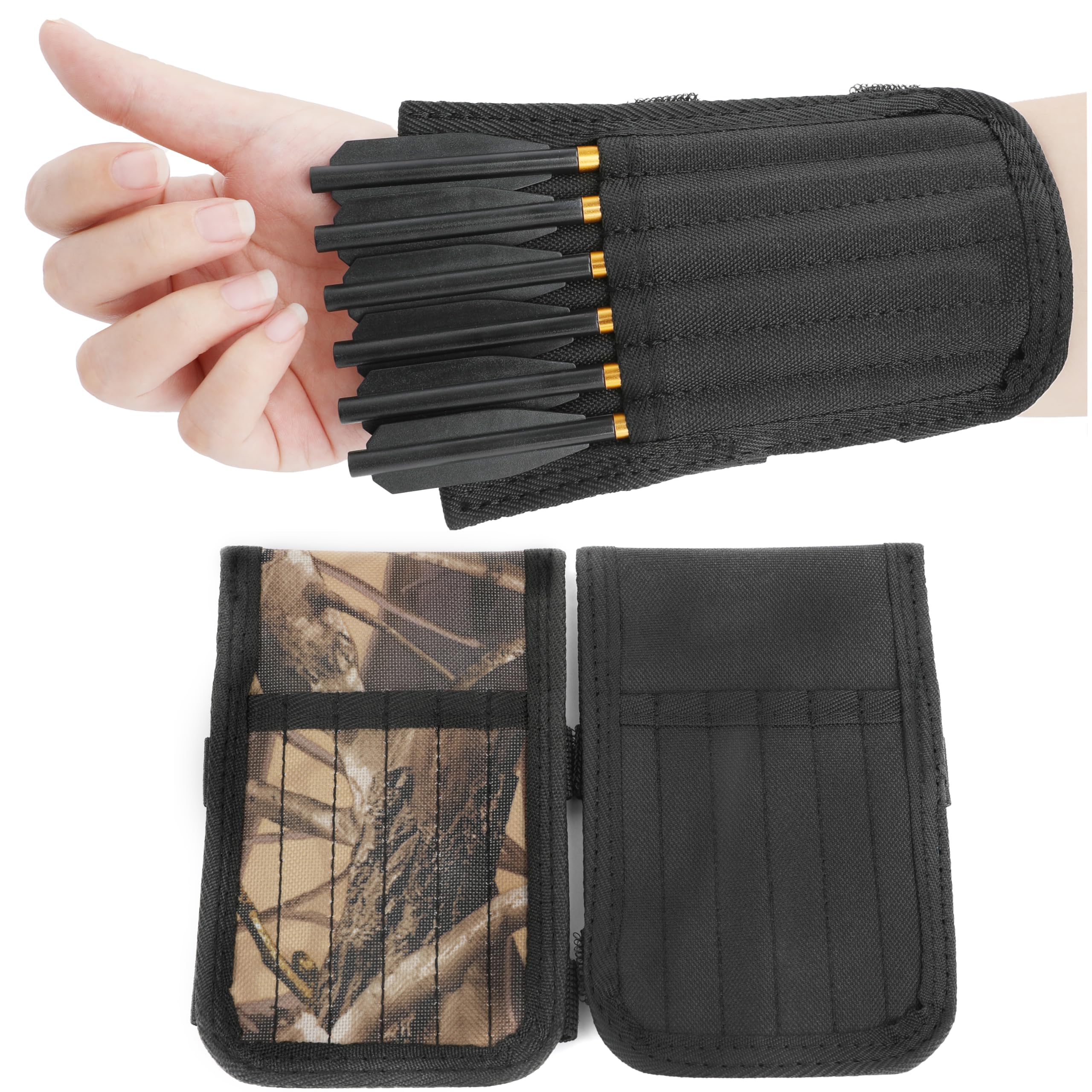 Poearcus Archery Crossbow Quiver Arm Arrow Pouch Large Capacity Double Sided Crossbow Bolt Wrist Quiver Daily Training Short Quiver (6 Holes Crossbow Quiver, Black)