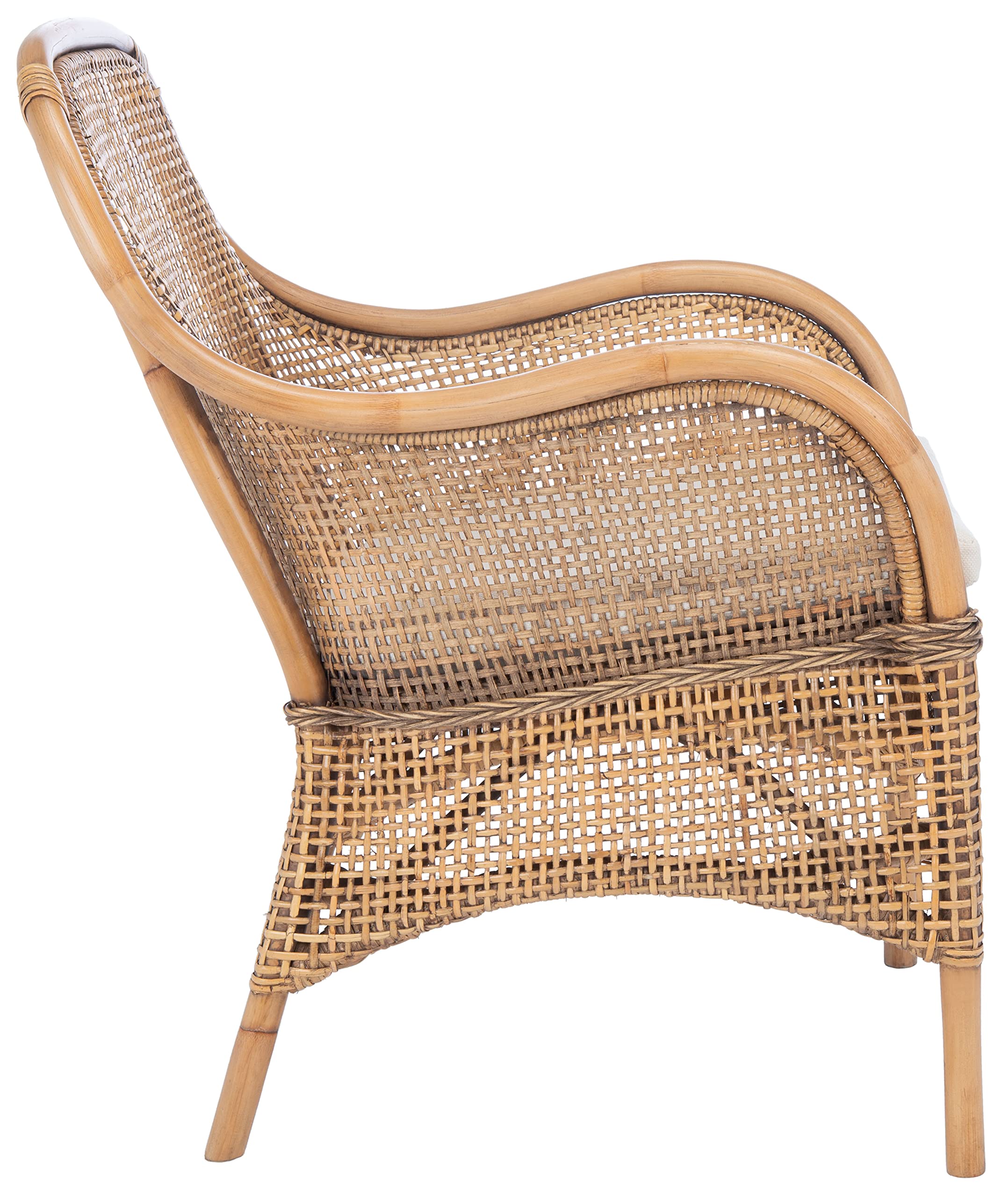 Safavieh Home Collection Charlie Cushioned Accent Chair, Dark Natural/White