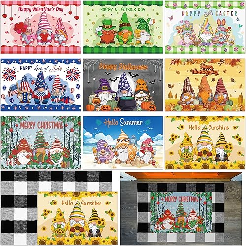 Miniatura 1 de 10 tapetes intercambiables para puerta del 4 de julio, tapete de gnomo de temporada, tapete antideslizante para puerta delantera, para decoración