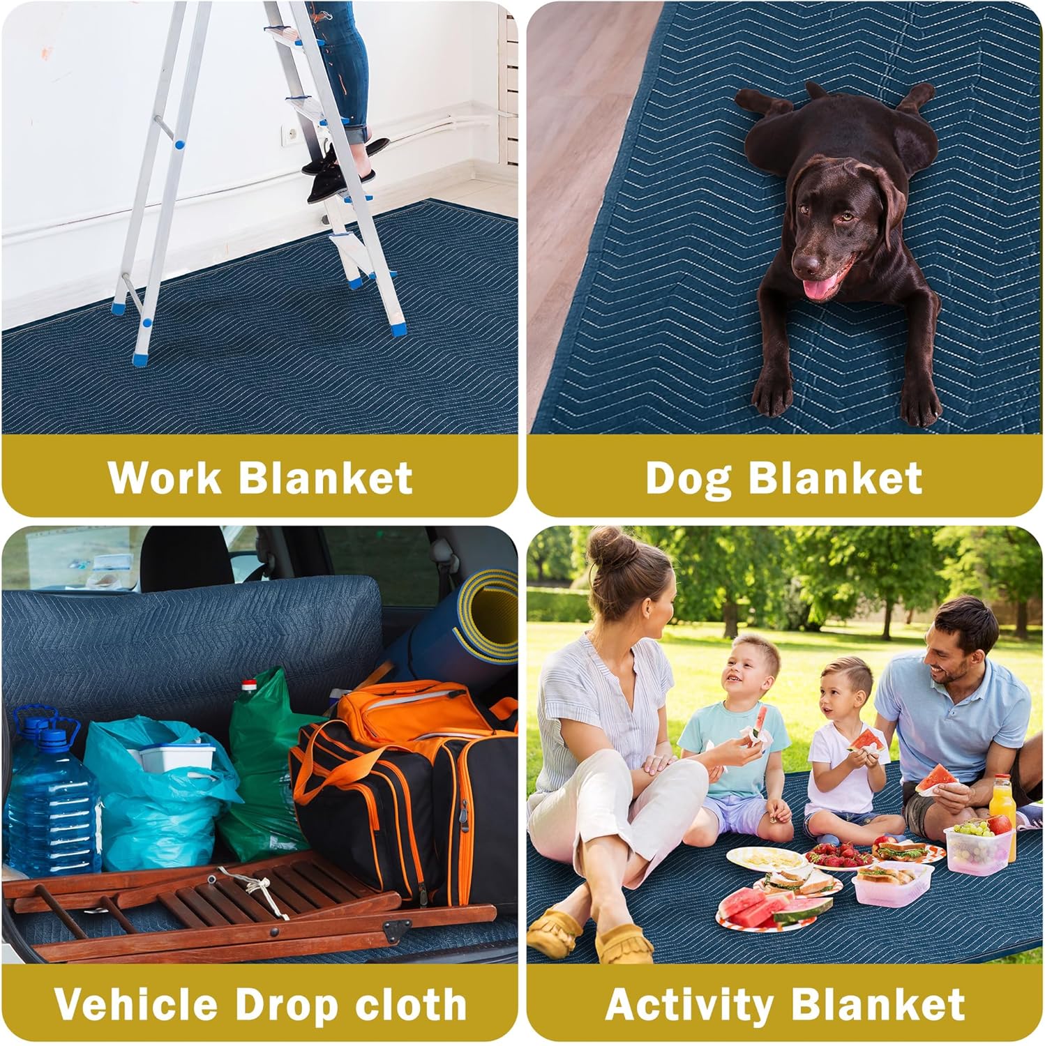 ZENY Moving Blankets 12 Pack,80’’x 72’’(35 lb/dz Weight) Quilted Shipping Furniture Pads Packing Blanket Moving Supplies,Furniture Protection and Pack Blankets