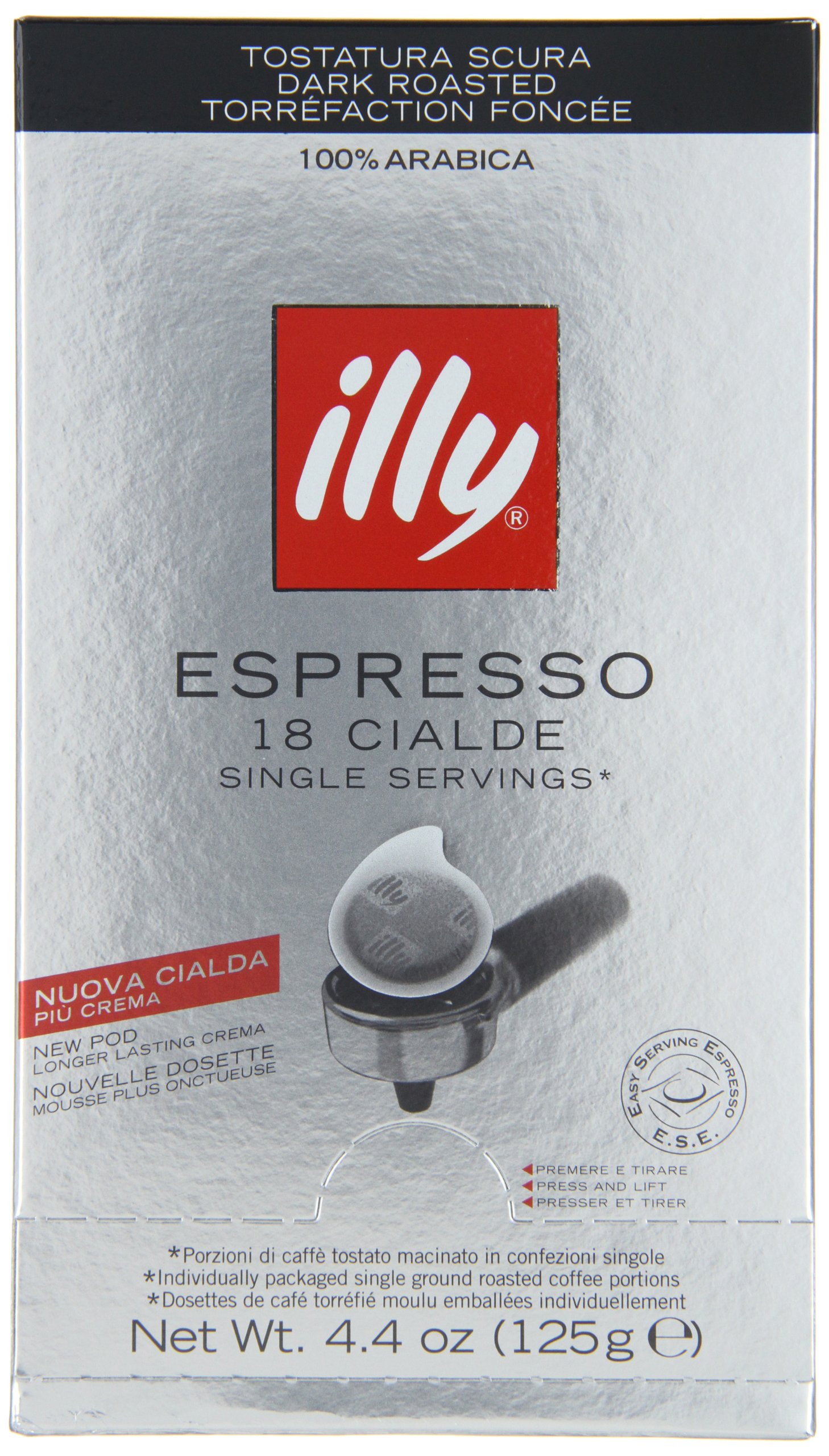 illy Caffè Espresso in Cialde E.S.E. Monodose Tostatura Scura - 12 pacchi con 18 pezzi