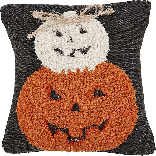 Mud Pie Mini almohada de gancho de Halloween, 1 unidad (paquete de 1), dos calabazas