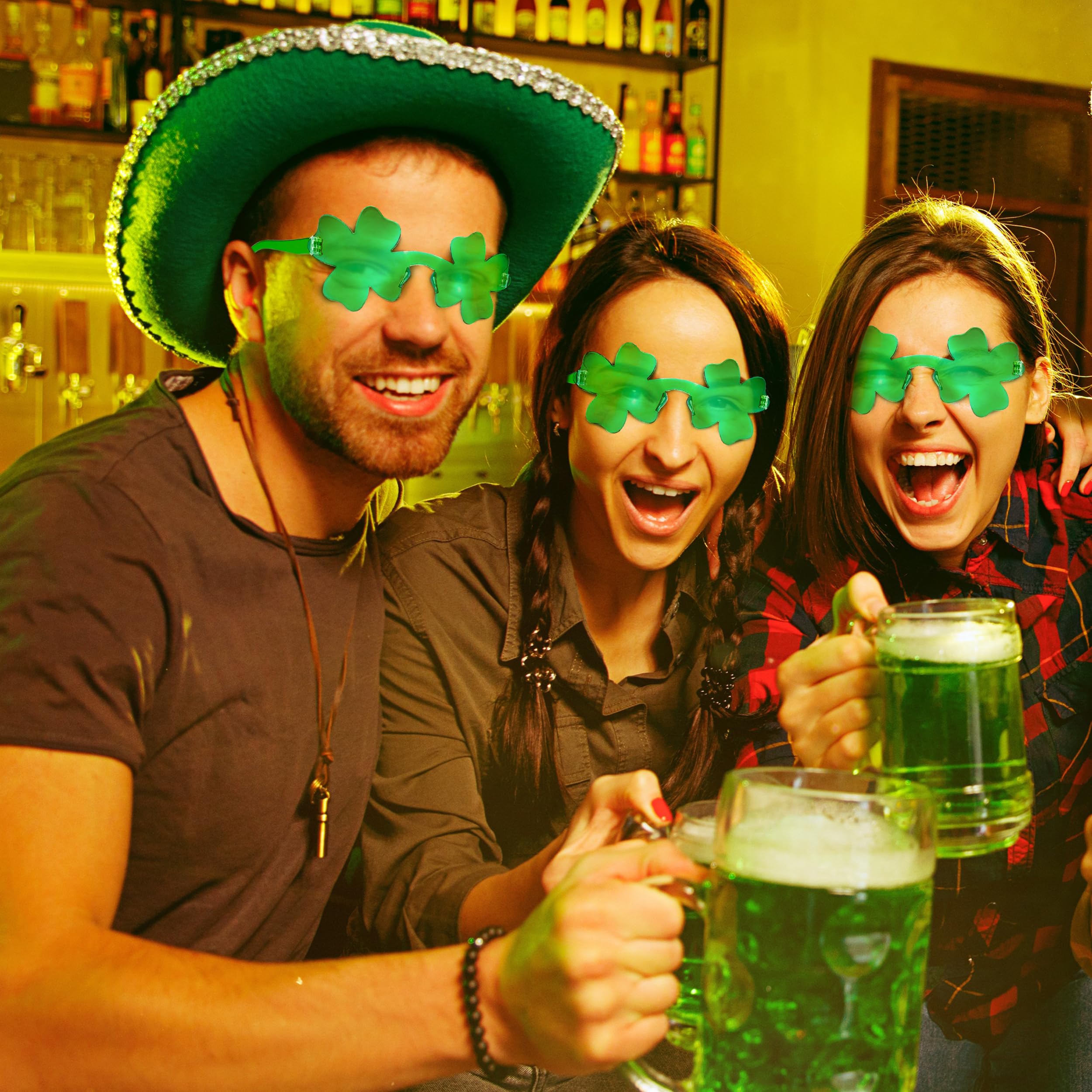 St. Patrick\'s Day Shamrock Sunglasses & Accessories - Green Clover Party Favors St Patricks Day Green Shamrock Accessories 12 PCS, Saint  main image 2