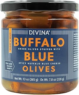 DIVINA Spicy Buffalo Blue-Cheese-Stuffed Greek Olives, 13 Ounce