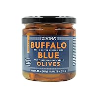 Vista 1 de Divina Spicy Buffalo - Aceitunas griegas rellenas de queso azul, peso neto de 13 onzas