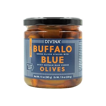 DIVINA Spicy Buffalo Blue-Cheese-Stuffed Greek Olives, 13 Ounce