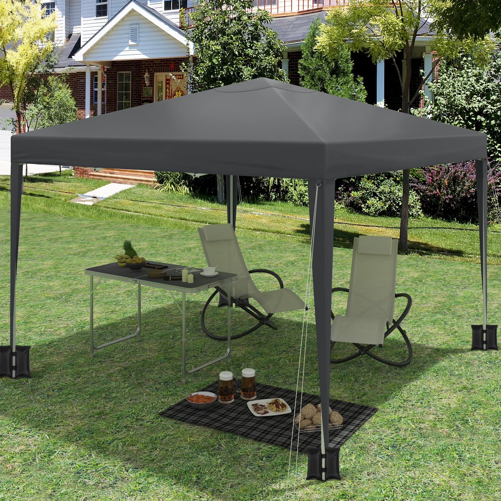 WOLTU Gazebo 3x3m Pop up Tendone Pieghevole con sacchi di sabbia | UPF 50+ UV, impermeabile, altezza regolabile, stabile, con borsa trasporto, Giardino