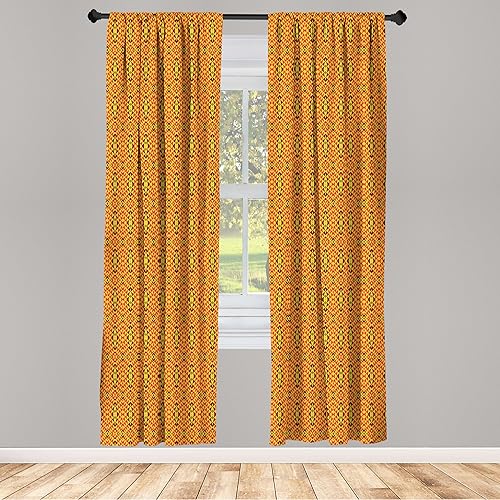 Miniatura 34 de Ambesonne Cortinas grises para ventana, pequeños lunares sobre fondo blanco, estilo retro, patrón tradicional pastel, decoración ligera, juego de 2