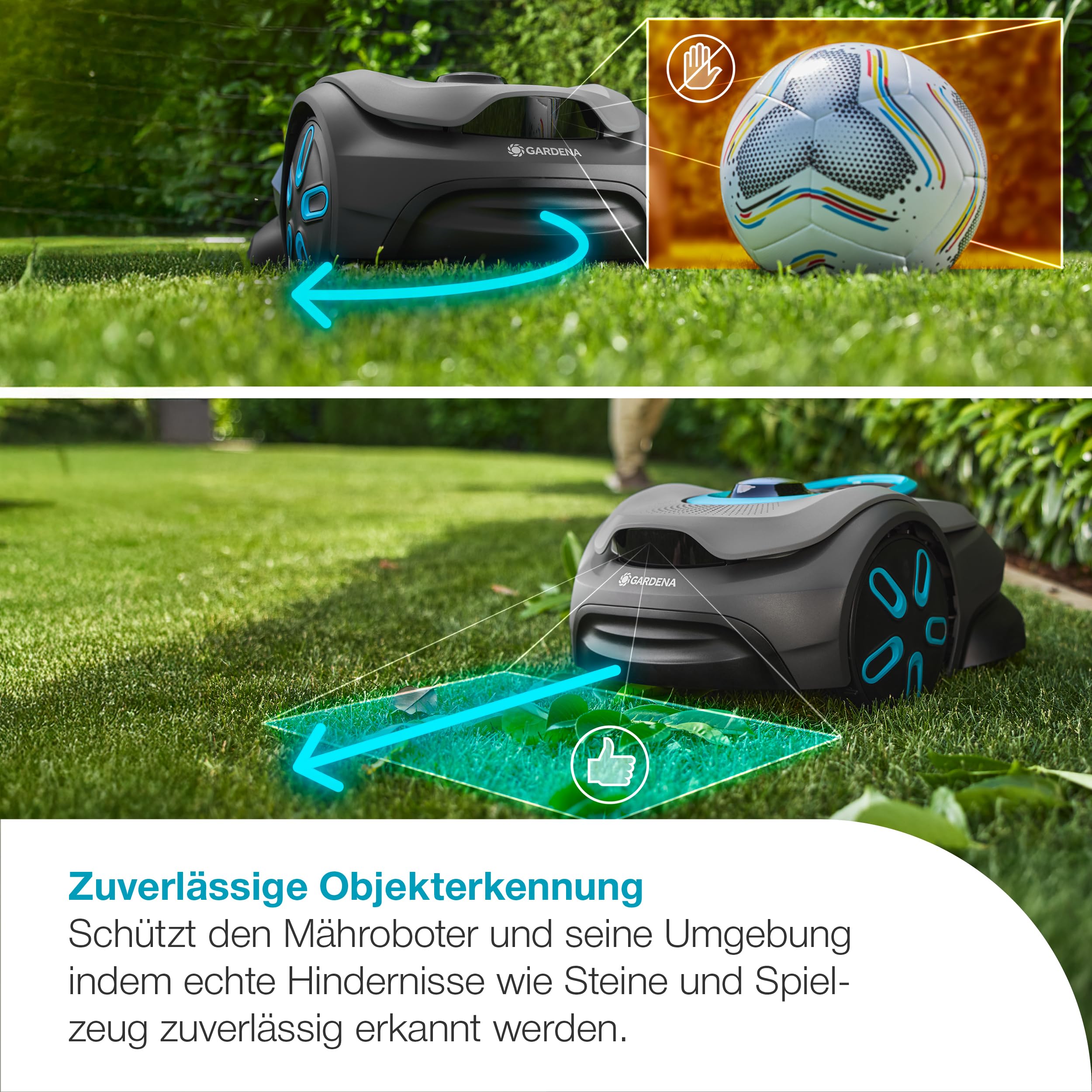 Gardena smart SILENO Sense 600 m² Mähroboter: Technologie ohne Begrenzungskabel, Mähen mit KI, Eingebaute Kamera (19942-20)