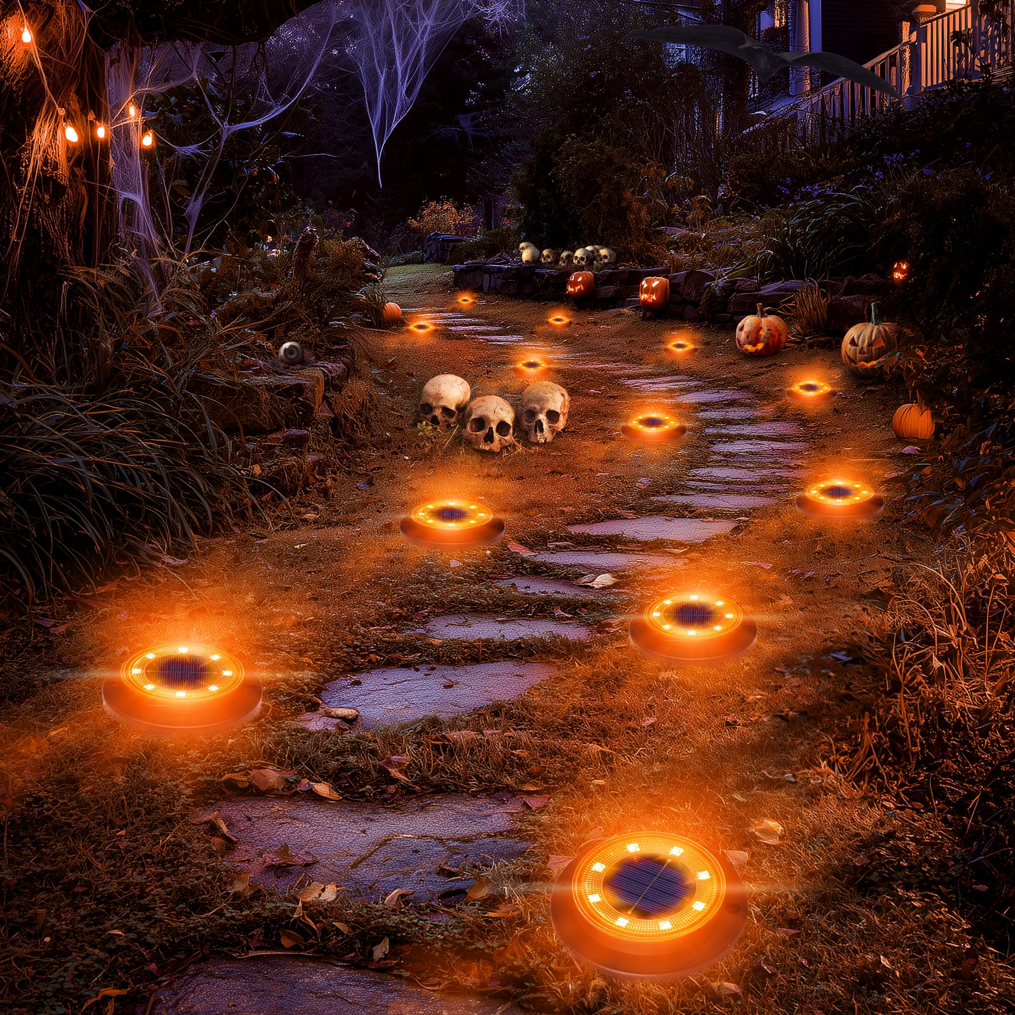 Photo 1 of Flacchi Solar Ground Lights - Orange, 12 Pack