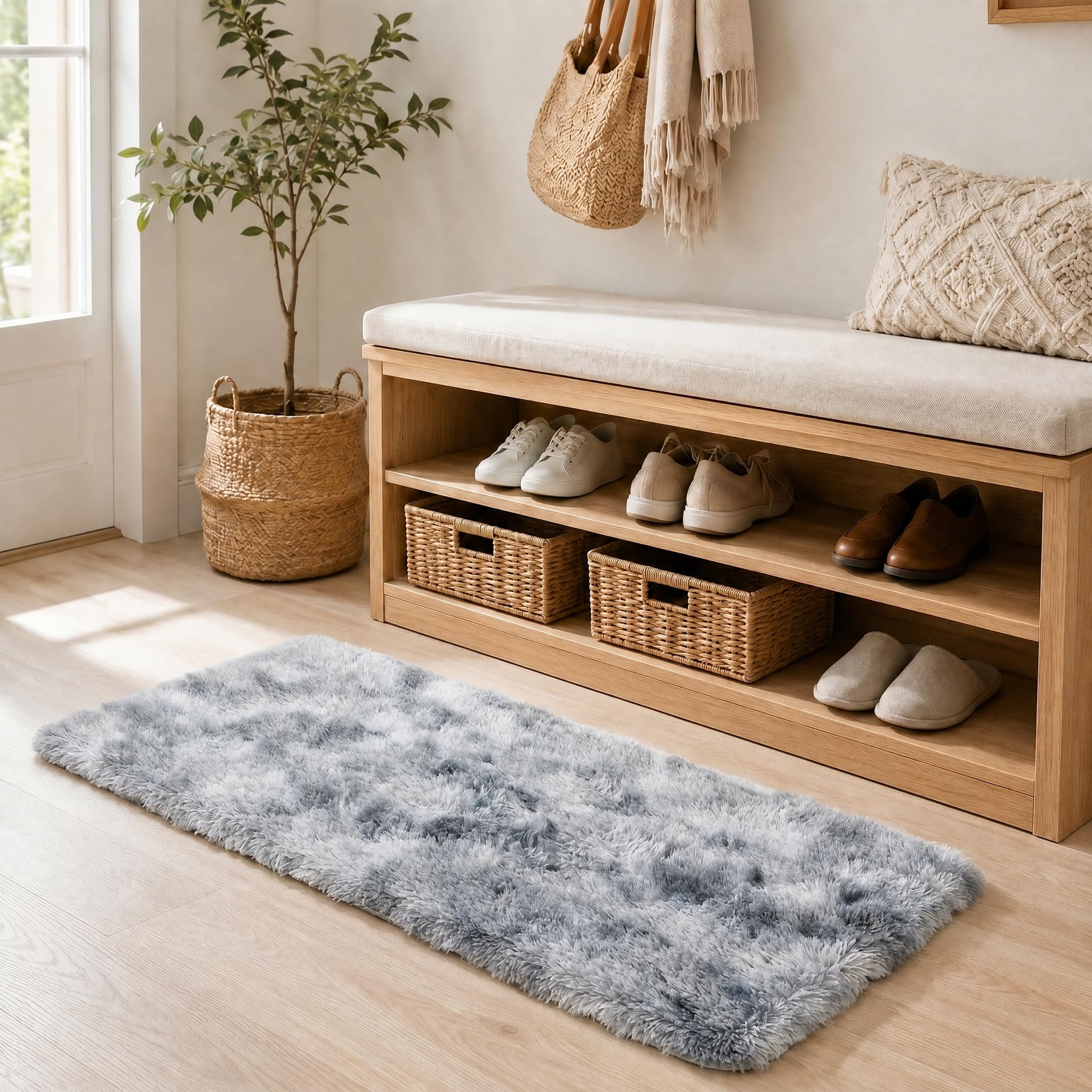 BEIMO 60x110cm Tie-Dye Fluffy Door Mat, Faux Fur for Home Indoor Living Room — image 1