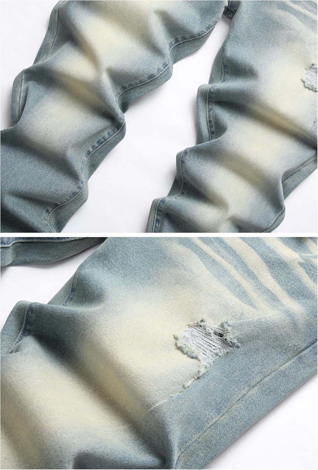 LZLER Mens Ripped Jeans,Distressed Destroyed Slim Fit Straight Leg Denim Pant with Holes - Image 4