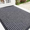 OLANLY Front Door Mat Indoor Outdoor Entrance, Waterproof Heavy Duty Doormat, Fade Resistant, Low Profile, Easy Clean Patio Porch Welcome Floor Mats for Entry, 29.5x17, Grey