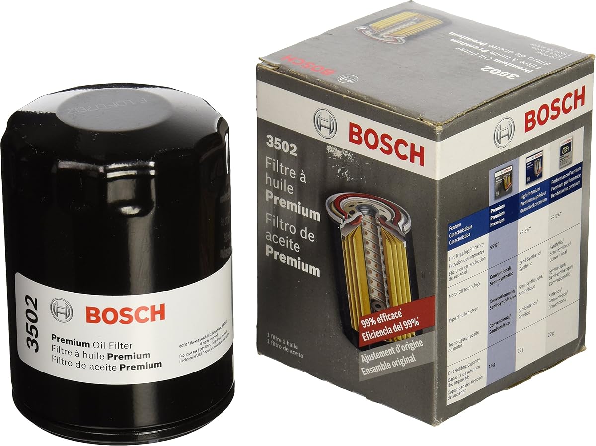 Bosch Automotive 3502 Premium FILTECH Oil Filter for Select Buick, Cadillac, Chevrolet Silverado, Suburban, Tahoe, Dodge Dakota, Durango, Ram, Ford Expedition, Explorer, F-150, Fusion, GMC, Jeep | Compatible with Select Buick, Cadillac, Chevrolet, Dodge, Ford, GMC, Jeep, Lincoln, Mazda, Mercury, Mitsubishi, Ram, Saab