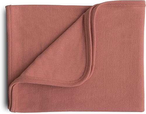 mushie Manta extra suave para bebé  Manta de recepción acanalada 100% algodón orgánico, para envolver y cochecito  35 x 35 pulgadas (Cedar)