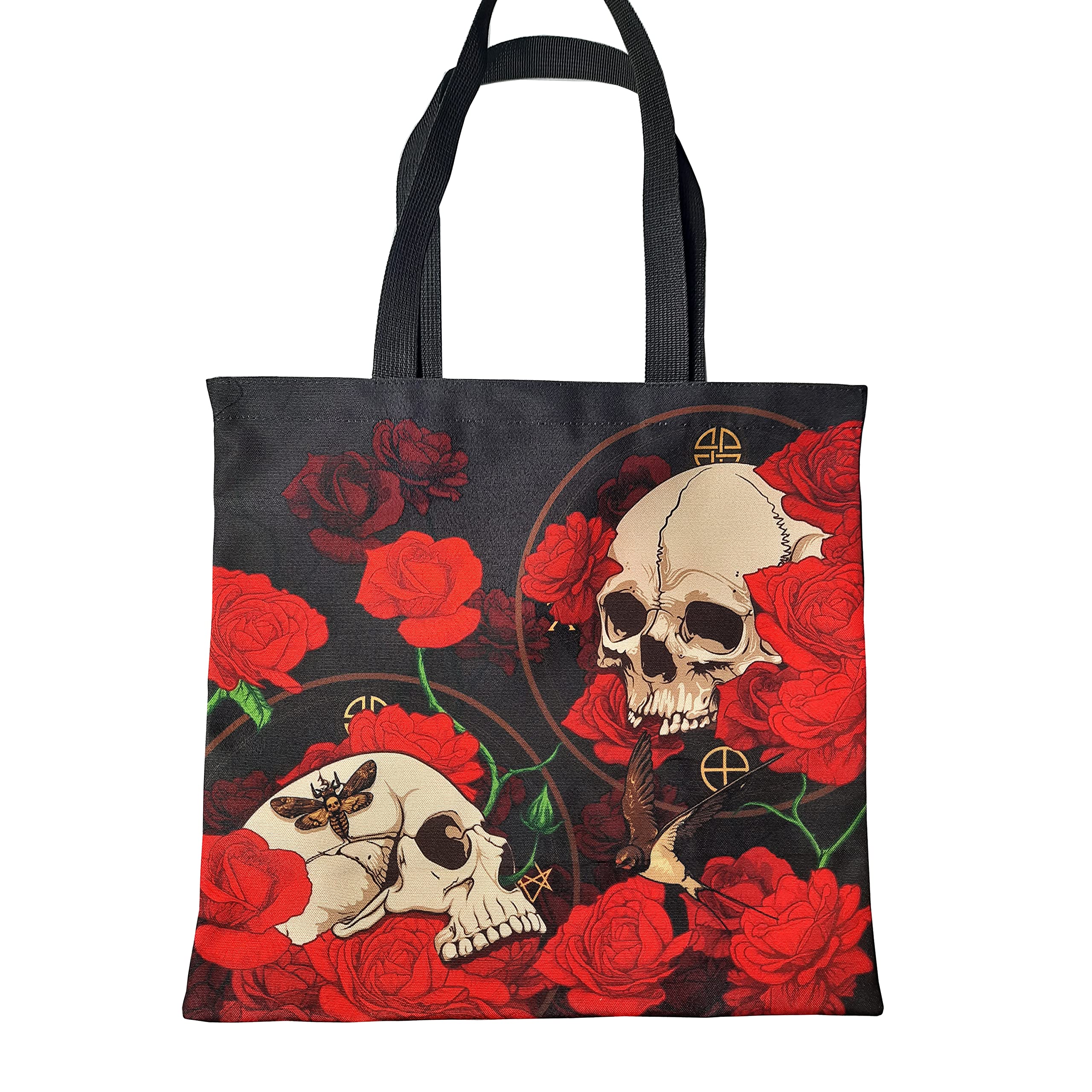 Puckator Contemporary Skull & Rose Shopper Bag with Zip, Design, Contemporary