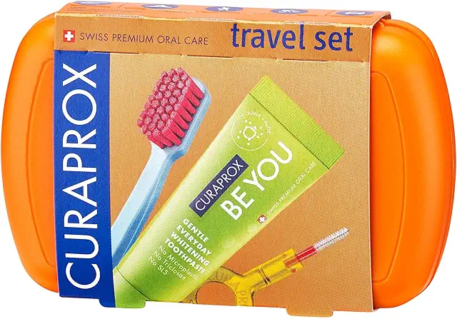 Kit De Viaje Curaprox CS 5460 - Cepillo Dental y Pasta Be You Naranja