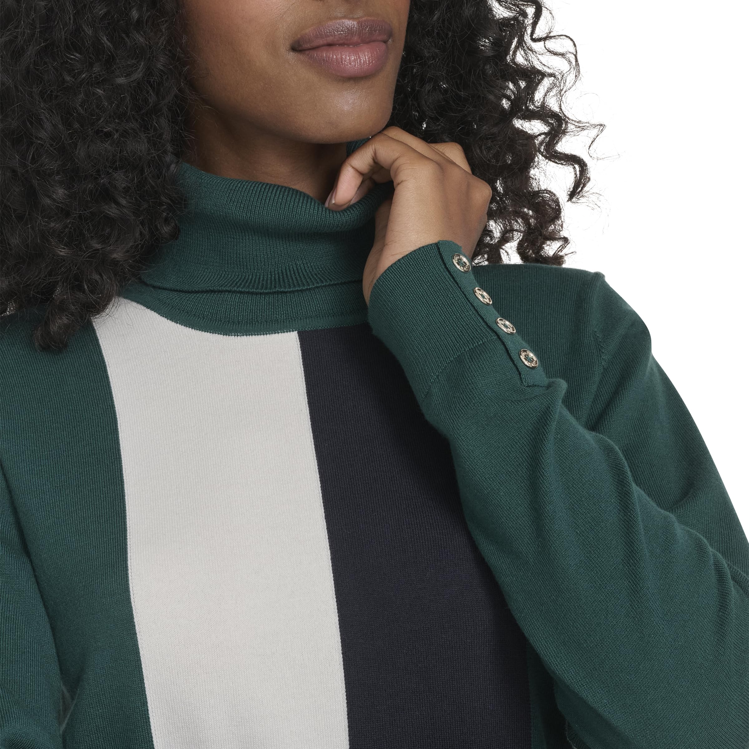 Tommy Hilfiger Damen Long Sleeve Cotton Turtleneck Light Weight Sweater Pullover