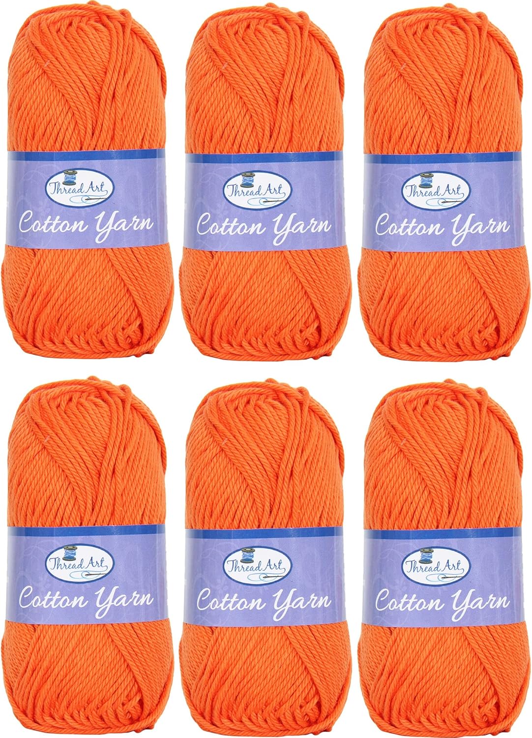 6 Pack Threadart 100 Pure Cotton Crochet Yarn Orange