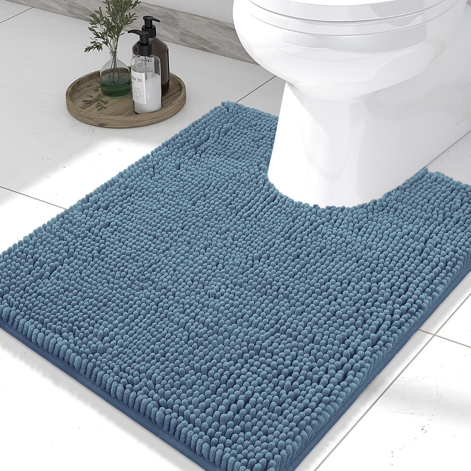 Smiry Toilet Rugs U-Shaped 24x20, Extra Soft Absorbent Contoured Bath Mat