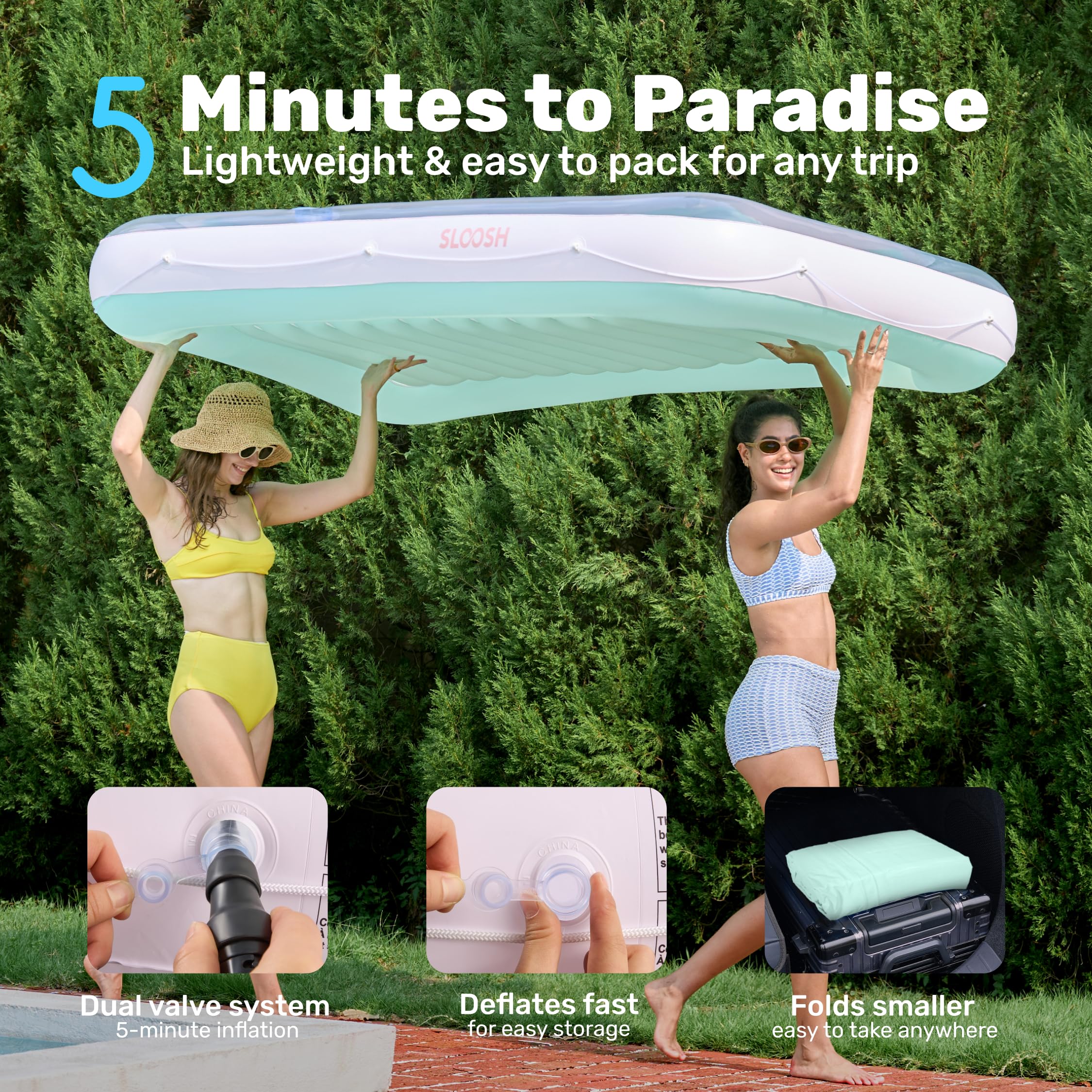Sloosh Flotador inflable de bronceado para piscina, bañera bronceada, para adultos, balsa para piscina, para tomar el sol, tumbona inflable para adultos